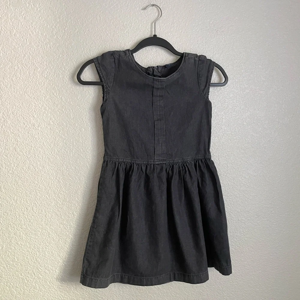 GAP Kids Box Pleat Black Denim Chambray Dress M 8-9